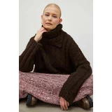 Lovechild Volnen pulover ženski, rjava barva
