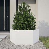  Vrtna sadilica bijela šesterokutna 104 x 90 x 45 cm čelična | shoptok.hr