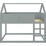 Möbrio Pogradna postelja 90x200 cm - s stopnicami - konstrukcija iz masivnega lesa - siva, (22060424) Cene