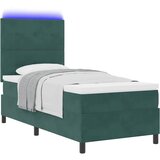  LED Box Spring Krevet Tamnozelena 100 x 200 cm Baršun | shoptok.hr