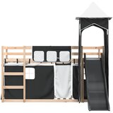 Krevet na kat s toboganom i zavjesama bijelo-crni 80 x 200 cm | shoptok.hr