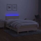 vidaXL Box spring postelja z vzmetnico LED krem 120x190 cm blago | Shoptok.si