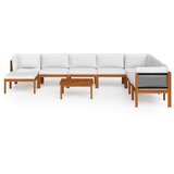  9-dijelna vrtna garnitura s krem jastucima masivno drvo bagrema | shoptok.hr