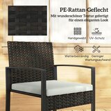 Bistro set od ratana vrtni namještaj od 3 dijela s 2 vrtne stolice stolić za kavu uklonjivi jastuci krem ​​bijela boja | shoptok.hr