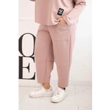 Kesi Włoski Plus Size women's set butter hoodie and pants with pockets dark pink | shoptok.hr
