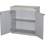 eurokraft pro Omara za pripomočke z urejevalno mizo, VxŠxG 942 x 913 x 440 mm, z zaklepanjem, svetlo siva RAL 7035 | Shoptok.si