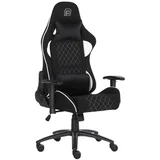 KHAN F-2D igraća stolica s potpornim jastučićima, tkanina, 2D naslon za ruke, nosivost 150kg, crno/bijela