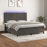  Box spring postelja z vzmetnico LED temno siva 160x200 cm žamet, (20929877) | Shoptok.si