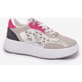 Boto Ladies Sports Shoes With Mesh And Studs Gray Ogalda | Shoptok.si