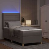 vidaXL Postelja s pomičnim osnovnim delom in vzmetnico & LED Taupe 100x200 cm Tkanina, (22049225) | Shoptok.si