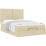  Otomanski krevet s madracem krem 140x190cm od tkanine | Eponuda.com