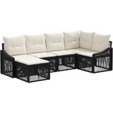 vidaXL Vrtna sedežna garnitura 6 pcs Črna poli ratan, (5000272439) | Shoptok.si