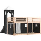 Krevet na kat s toboganom i zavjesama bijelo-crni 80 x 200 cm | shoptok.hr