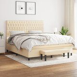  The Living Store Box spring postelja z vzmetnico krem 180x200 cm blago - Box Spring Postelja, (21496793) Cene