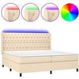  box spring s madracem LED krem 200x200 cm od tkanine | shoptok.hr