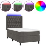  Box spring postelja z vzmetnico LED temno siva 100x200 cm žamet, (20789382) | Shoptok.si