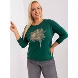 Fashion Hunters Navy green plus-size blouse with a printed design Cene