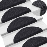 Prostirke za stepenice, samoljepljive, 15 kom, 56x17x3 cm, crne, poluokrugle | shoptok.hr
