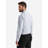 Ombre Elegant men's oxford shirt with embroidery and pocket - light grey | Eponuda.ba