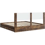  Krevetna konstrukcija s pohranom i uzglavljem Dimljeni hrast Smeđa 180 x 200 cm | Shoptok.si