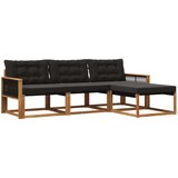 vidaXL Zunanja garnitura za sedenje z blazino 4 pcs Naravna in črna, (5000273296) | Shoptok.si