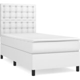 Krevet s oprugama i madracem bijeli 90 x 200 cm od umjetne kože | shoptok.hr