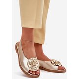 CheBello Leather Flat Sandals With Decoration 4642 Gold | shoptok.hr