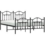  Metalni okvir kreveta uzglavlje i podnožje crni 150x200 cm | shoptok.hr