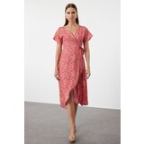Trendyol Pink Floral Double Breasted Neck Viscose Woven Dress Woven Dress | ePonuda.com