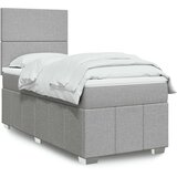 vidaXL Box spring postelja z vzmetnico svetlo siv 100x200 cm blago | Shoptok.si