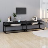 TV ormarić boja crnog mramora 180x40x40,5 cm od kaljenog stakla | Eponuda.com