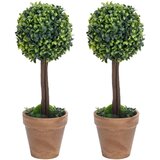 vidaXL Umetna rastlina pušpan 2 kosa z lonci okrogle oblike 41 cm | Shoptok.si