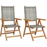 Maison Chic Vrtni stoli - Stol za vrt 2 kosa siv trden akacijev les in poli ratan JS1321, (21878893) | Shoptok.si