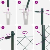 vidaXL Ograja iz verige z 7 zabojniki 1.4x10 m Galvanizirano jeklo | Shoptok.si