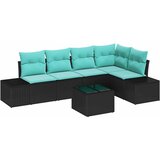 vidaXL Vrtna sedežna garnitura z blazino 6 pcs Črna in turkizna, (5000021248) | Shoptok.si
