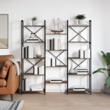 vidaXL Knjižna polica Dimljeni hrast 156 x 25 x 167.5 cm | Shoptok.si