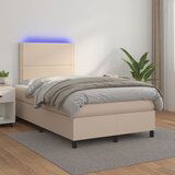 The Living Store Box spring postelja z vzmetnico LED kapučino 120x200 cm - Box Spring Postelja, (21513084) Cene