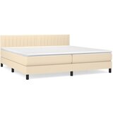  Krevet s oprugama i madracem krem 200 x 200 cm od tkanine | shoptok.hr