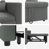  3-v-1 Enosobni Kavč, Sedežna Postelja Temno Siva Tkanina | Shoptok.si