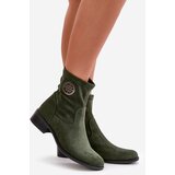 Boto PE2 Women's Boots With Zip And Decorative Detail Eco Suede Green Lerioria | ePonuda.com