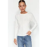 Trendyol Ecru Stitching Detailed Crew Neck Slim Fit Knitted T-Shirt