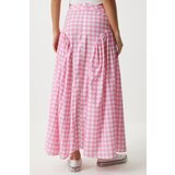  Women's Pink Gingham Flounce Summer Poplin Skirt | shoptok.hr