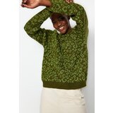 Trendyol Khaki Wide Fit Silvery Soft Textured Knitwear Sweater Cene