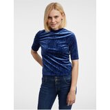 Orsay Women's Navy Blue Patterned Velvet Top - Women's | shoptok.hr