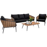  Aluminijski vrtni namještaj - Sofa + dvije fotelje + stol - crno/smeđi | shoptok.hr