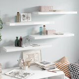 Maison Chic 4 kosi Lebdeče Stenske Police - Viseče police sijaj bele 80x23,5x3,8 cm MDF, (21793498) | Shoptok.si