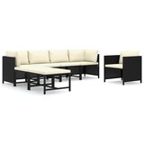 Maison Chic Seti vrtnega pohištva - Vrtna garnitura - Vrtni pohištvo set z blazinami 7-delna poli ratan črna, (21804122) | Shoptok.si