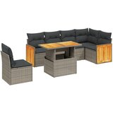 Maison Chic Seti vrtnega pohištva - Vrtna garnitura - Vrtni pohištvo set 7-delna z blazinami siv poli ratan, (21802304) | Shoptok.si