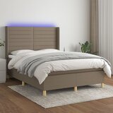 The Living Store Box spring postelja z vzmetnico LED taupe 140x190 cm blago - Box Spring Postelja, (21521528) Cene