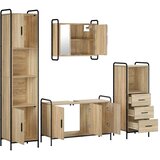  Set ormarića za kupaonicu 4 kom. Hrast sonoma 40 x 36 x 181 cm - Hrast sonoma Ormar ispod sudopera (3 vrata) + viseći ormar + ku | shoptok.hr